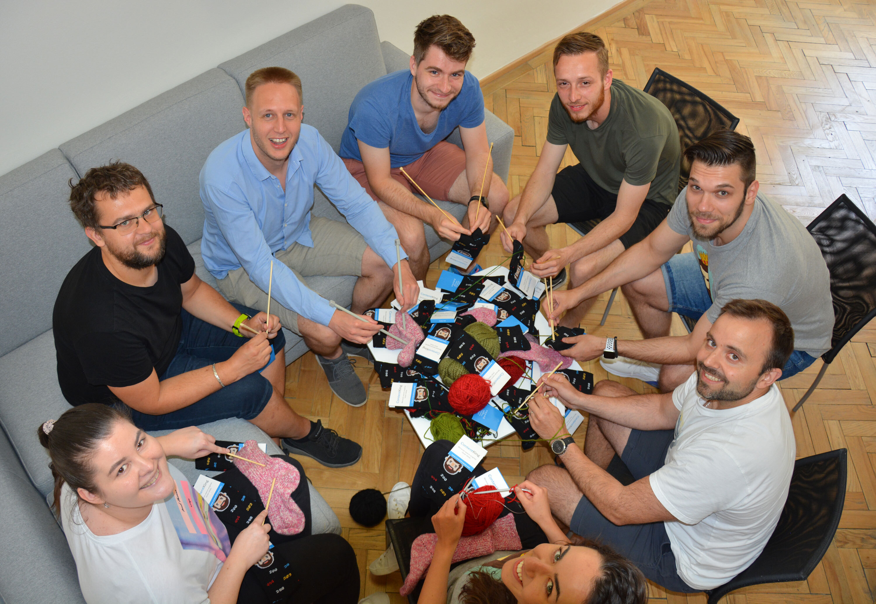 The ContentKing team preparing #seosocks to send out