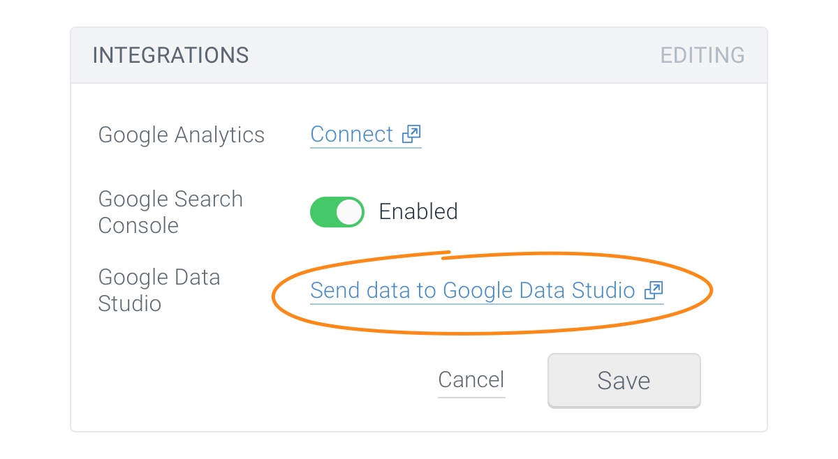 Setting up the Google Data Studio integration -- Step 1
